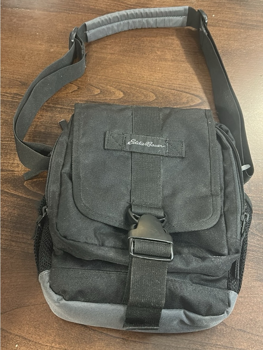 Eddie Bauer Black and Gray Crossbody Messenger Bag